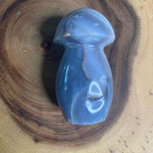 Orca agate mushroom carving crystal druzy white grey banded banding black